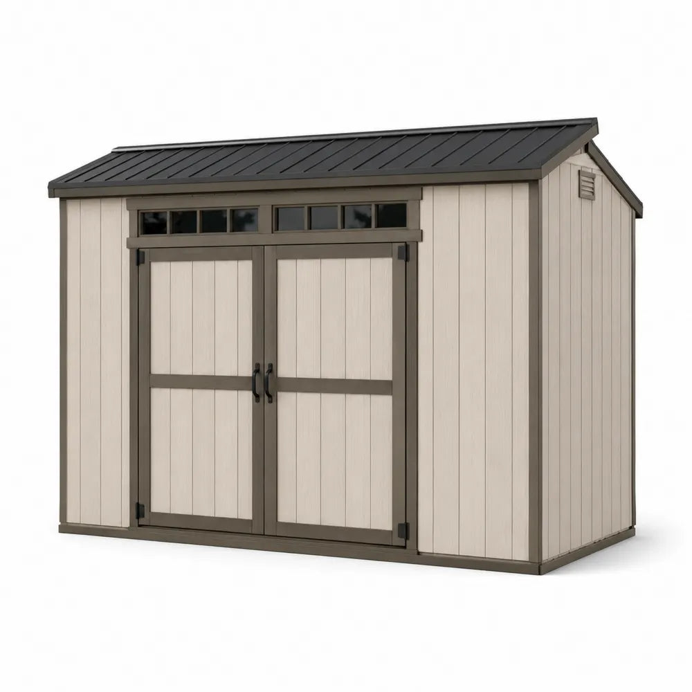 Abri de Jardin en Plastique Résistant 2.5m x 1.5m Beige et Brun