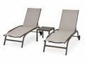 Ensemble de chaises longues en acier et textilène beige