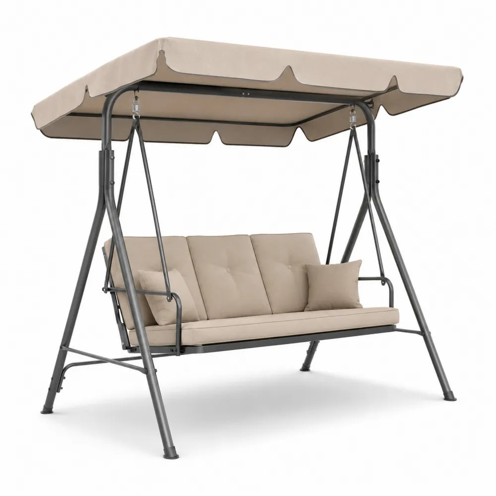 Balancelle de jardin 3 places acier et polyester beige
