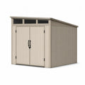 Abri de jardin en plastique beige avec fenêtres 185x114x208 cm