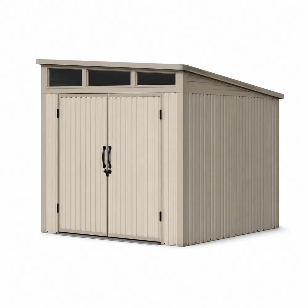 Abri de jardin en plastique beige avec fenêtres 185x114x208 cm