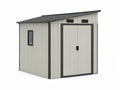 Abri de jardin en métal galvanisé gris avec toit incliné et fenêtre