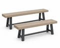 Banc en bois composite et métal noir, ensemble de 2