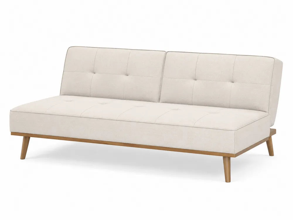 Canapé-lit en bois et tissu polyester beige 180 cm