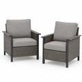 Paire de fauteuils en osier gris avec coussins en polyester