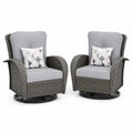 Ensemble de 2 fauteuils pivotants en rotin synthétique avec coussins