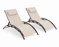 Lot de 2 Chaises Longues en Métal et Textile Beige