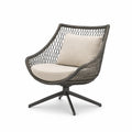Chaise pivotante en métal et corde avec coussins en polyester beige